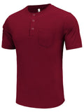 Simple Stretch Ribbed Henley Shirt (US Only) Shirts coofandy Red S