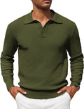 Casual Stretch Polo Sweater Shirt (US Only) Sweater coofandy Army Green S