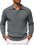 Casual Stretch Polo Sweater Shirt (US Only) Sweater coofandy Dark Grey S