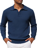 Casual Stretch Polo Sweater Shirt (US Only) Sweater coofandy Navy Blue S