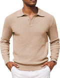 Casual Stretch Polo Sweater Shirt (US Only) Sweater coofandy Beige S