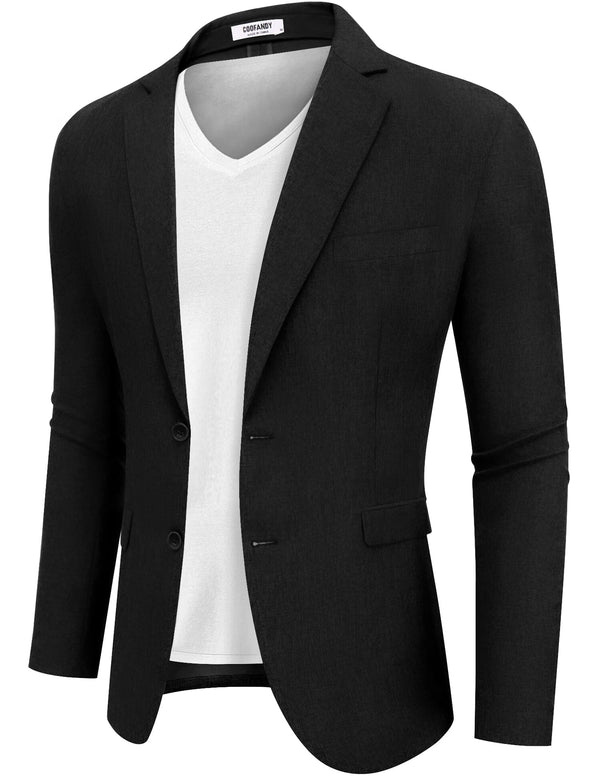Casual Lightweight Suit Jacket (US Only) Suit Set coofandy Black S