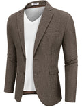 Casual Lightweight Suit Jacket (US Only) Suit Set coofandy Brown S