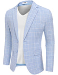 Casual Lightweight Suit Jacket (US Only) Suit Set coofandy Blue Checkered S