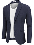 Casual Lightweight Suit Jacket (US Only) Suit Set coofandy Navy Blue S