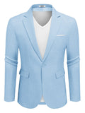 Casual One Button Suit Jackets (US Only) Blazer coofandy Clear Blue S