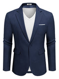 Casual One Button Suit Jackets (US Only) Blazer coofandy Navy Blue S