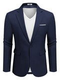 Casual One Button Suit Jackets (US Only) Blazer coofandy Dark Blue S