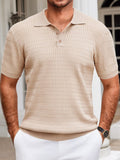 Casual Textured Knit Polo Shirt (US Only) Shirts coofandy Khaki S