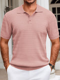 Casual Textured Knit Polo Shirt (US Only) Shirts coofandy Pink S