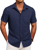 Casual Summer Beach Shirt (US Only) Shirts coofandy Navy Blue S