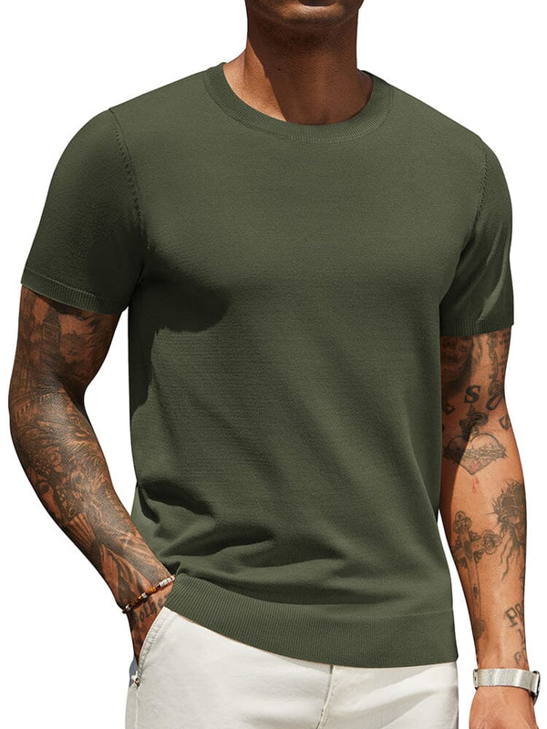 Casual Basic Knit T-Shirt (US Only) Shirts coofandy Army Green S