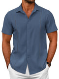 Summer Cuban Guayabera Shirt (US Only) Shirts coofandy Blue S