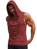 Cotton Hooded Tank Tops (US Only) Tank Tops coofandy Red S
