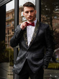Luxury Floral Tuxedo Embroidered Blazer (US Only) Blazer coofandy
