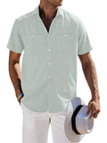 Casual Button Down Solid Linen Shirt (US Only) Shirts COOFANDY Store Light Green S
