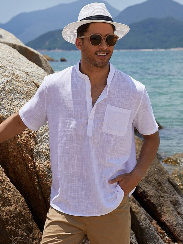 Short Sleeve Casual Beach Shirts (US Only) Shirts coofandy White S