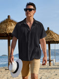 Cotton Relaxed Fit Beach Shirt (US Only) Shirts coofandy Black S