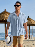 Cotton Relaxed Fit Beach Shirt (US Only) Shirts coofandy Clear Blue S