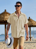 Cotton Relaxed Fit Beach Shirt (US Only) Shirts coofandy Khaki S