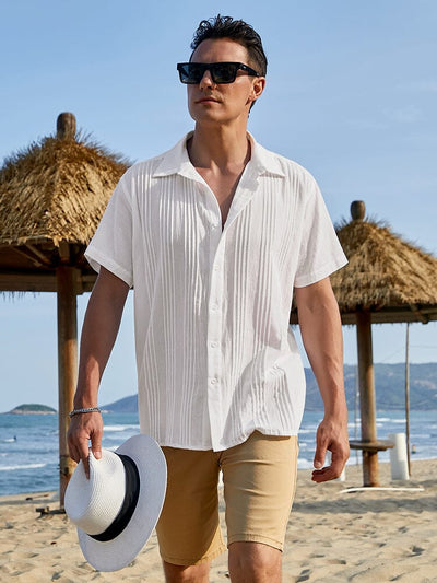 Cotton Relaxed Fit Beach Shirt (US Only) Shirts coofandy White S 