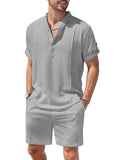 Cozy Lightweight Solid Shirt Sets (US Only) Beach Sets coofandy Light Grey S