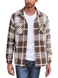 Lined Flannel Plaid Long Sleeve Shirt (US Only) Shirts COOFANDY Store Brown S