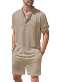 Cozy Lightweight Solid Shirt Sets (US Only) Beach Sets coofandy Khaki S