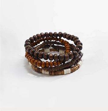 5Pcs Retro Wooden Bead Bracelet Set