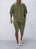 Casual Loose Fit Solid Sports Sets Sports Set coofandystore Solod Color-Army Green M