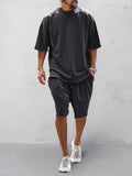 Casual Loose Fit Solid Sports Sets Sports Set coofandystore Solod Color-Black M