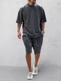 Casual Loose Fit Solid Sports Sets Sports Set coofandystore Solod Color-Dark Gray M