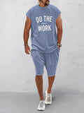 Casual Loose Fit Word Printed Sports Set Sports Set coofandy Clear Blue M