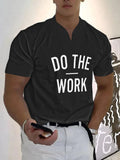 Casual Eco-friendly Word Printed V-nek T-shirt T-shirt coofandy Black M