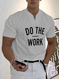 Casual Eco-friendly Word Printed V-nek T-shirt T-shirt coofandy Light Grey M