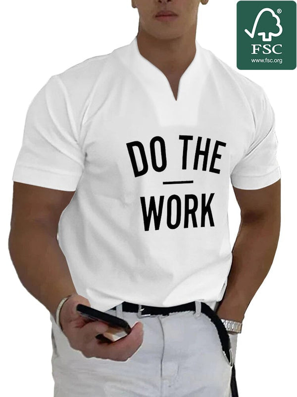 Casual Eco-friendly Word Printed V-nek T-shirt T-shirt coofandy White M
