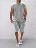 Casual Loose Fit Cotton Tracksuit Set Sports Set coofandy Light Grey M