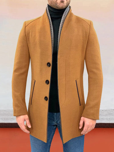 Stylish Single Breasted Tweed Coat Coat coofandy Brown M 