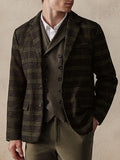 Vintage Plaid Wool Blend Blazer Jacket Jackets coofandy Brown M