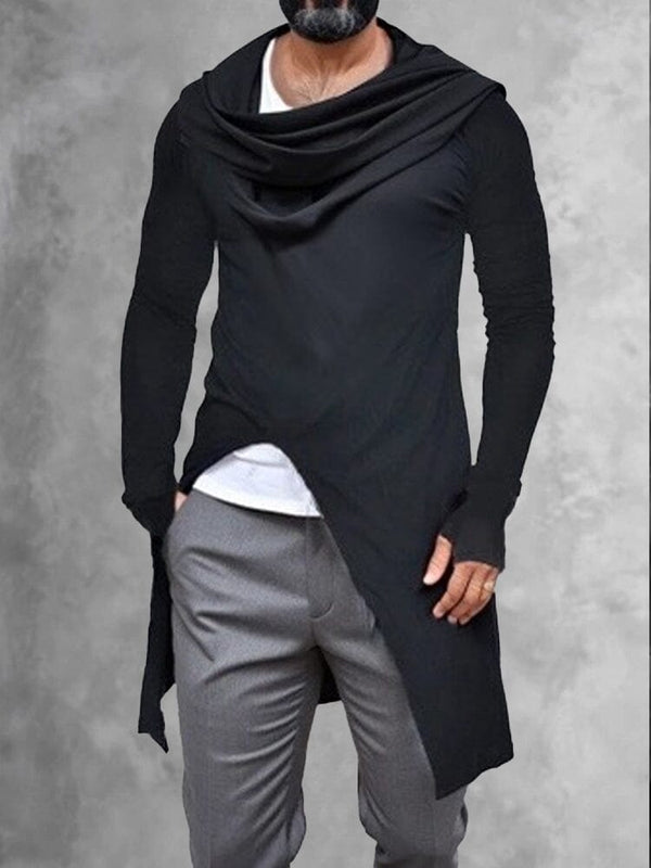 Stylish Asymmetrical Split Hooded Top Hoodies coofandy Black M