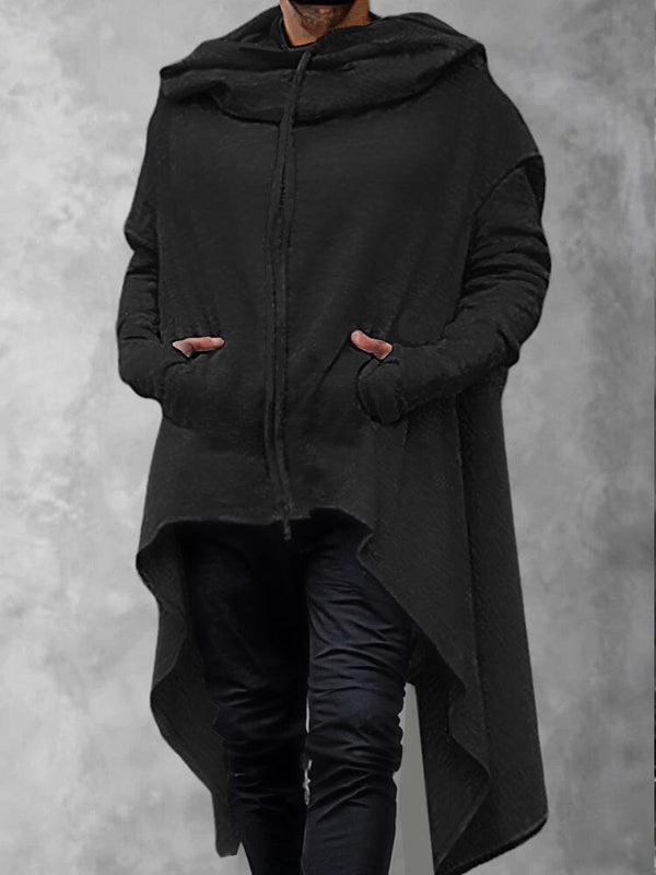 Stylish Irregular Hem Hooded Tops Hoodies coofandystore Black M