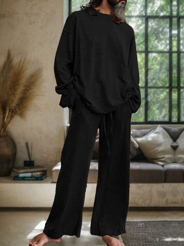 Casual Simple 2-Piece Set Sets coofandy Black M