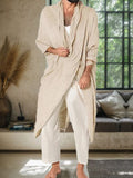 Casual Lightweight Asymmetrical Cape Shirts coofandy Beige M