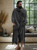 Stylish Slant Placket Long Outerwear Coat coofandy Black M
