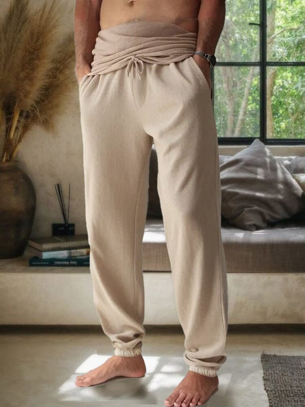 Casual Cotton Linen Household Pants Pants coofandy Beige M