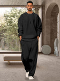 Casual Comfy Solid 2-Piece Set Sets coofandy Black M