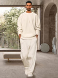 Casual Comfy Solid 2-Piece Set Sets coofandy Beige M