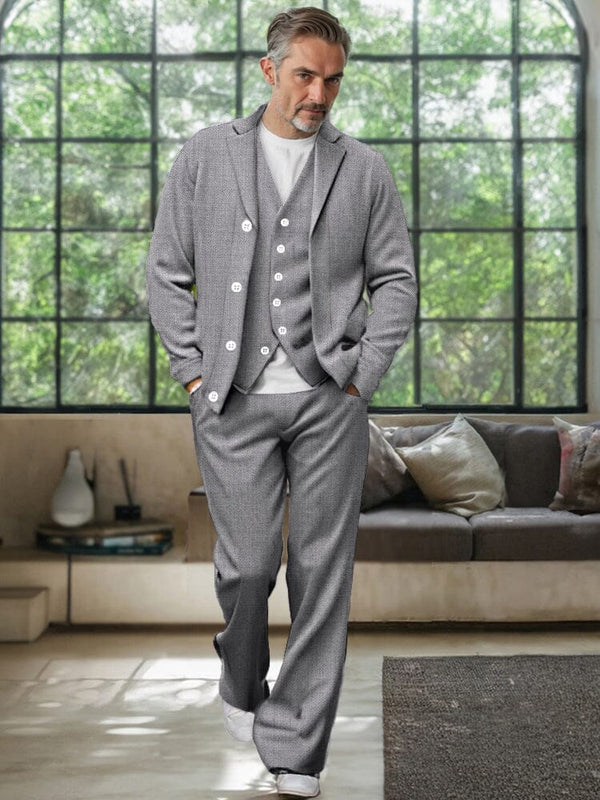Casual Fake Two-Piece Top and Pants Set Sets coofandy Grey M