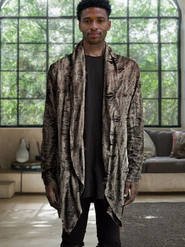 Stylish Shawl Collar Textural Cardigan Cardigans coofandy Brown M