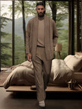 Casual Turtleneck 3-Piece Outfits Sets coofandy Camel M